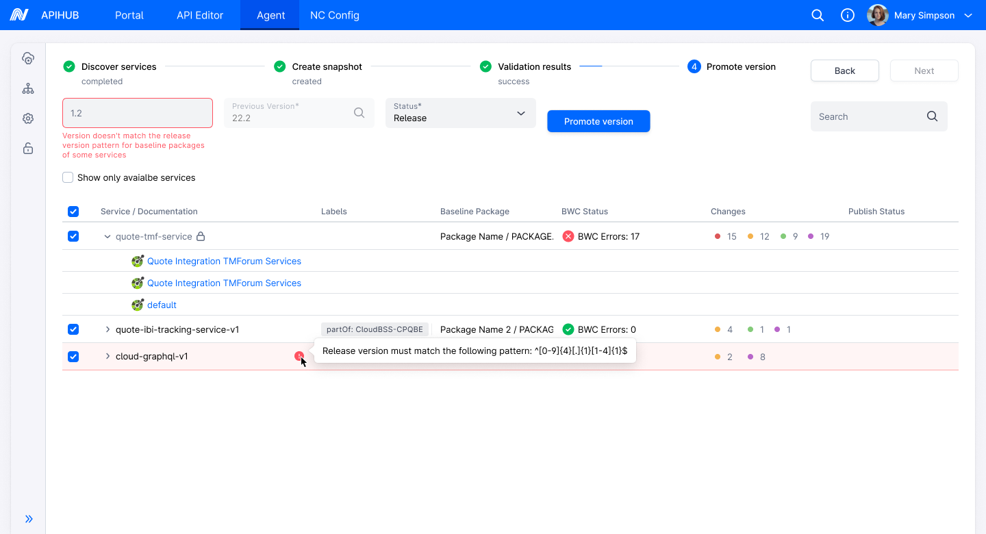 Release Version Pattern Validation Fails When All Packages Have Different Patterns