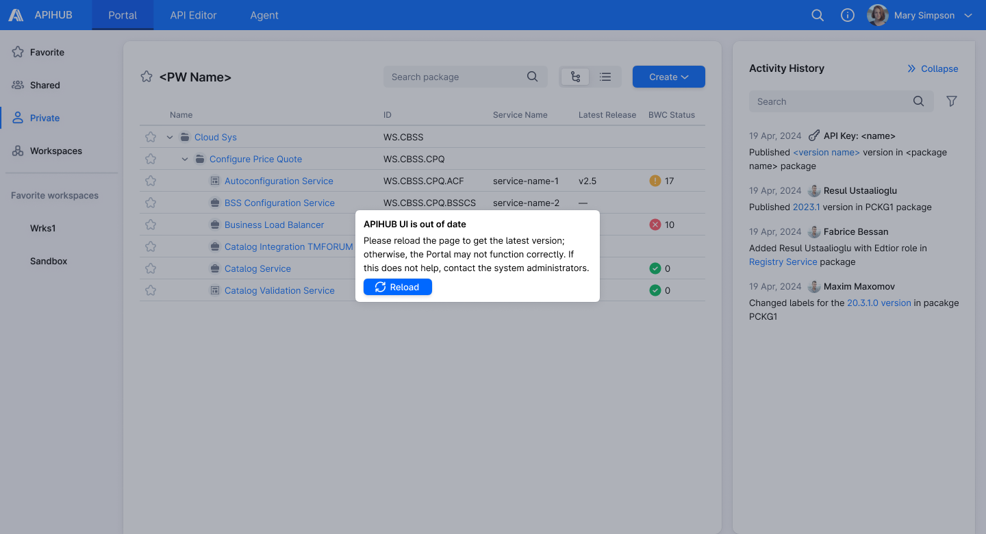 API HUB_All projects (tree view)